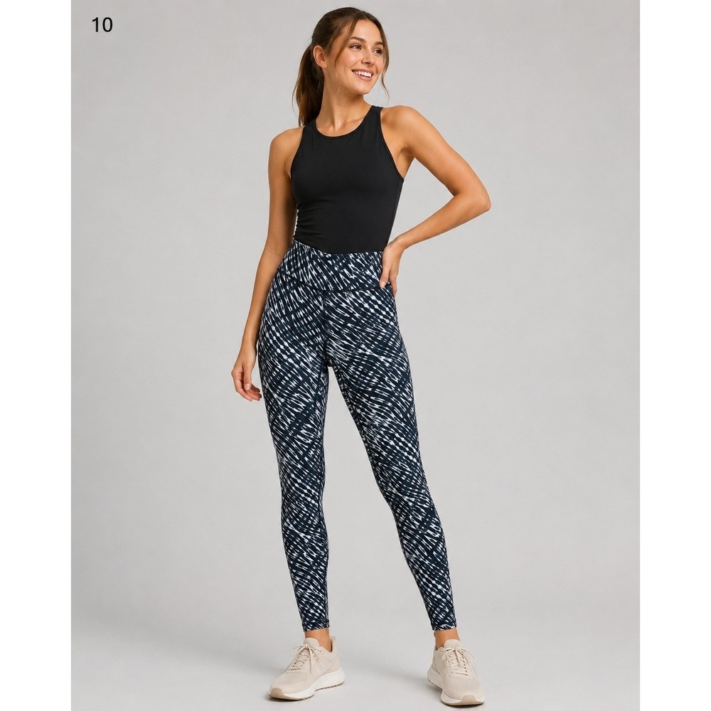 Inner Spirit Leggings Womens Medium Black White Polyester Mid Rise Ankle